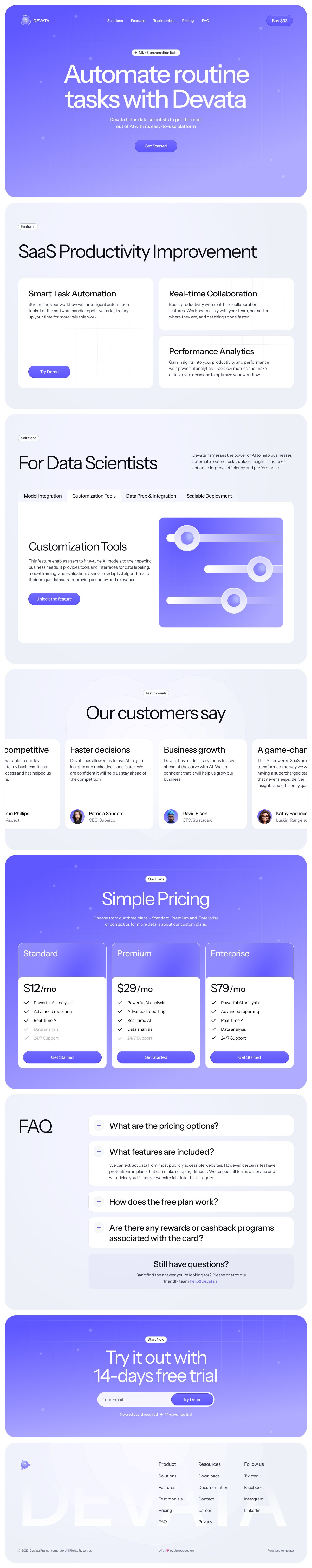 SaaS Landing Page ui design