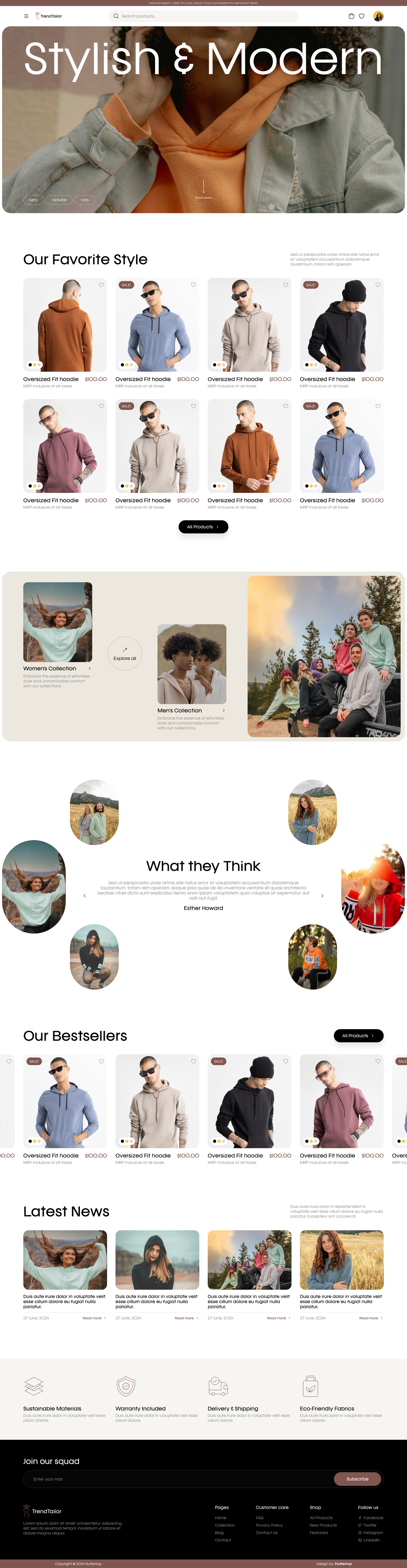 Stylish & Modern Fashion Web UI Kit