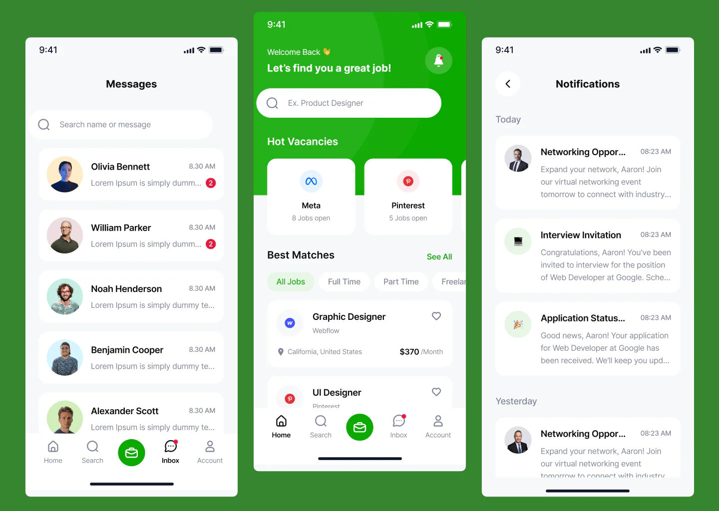 Job finder Mobile App design