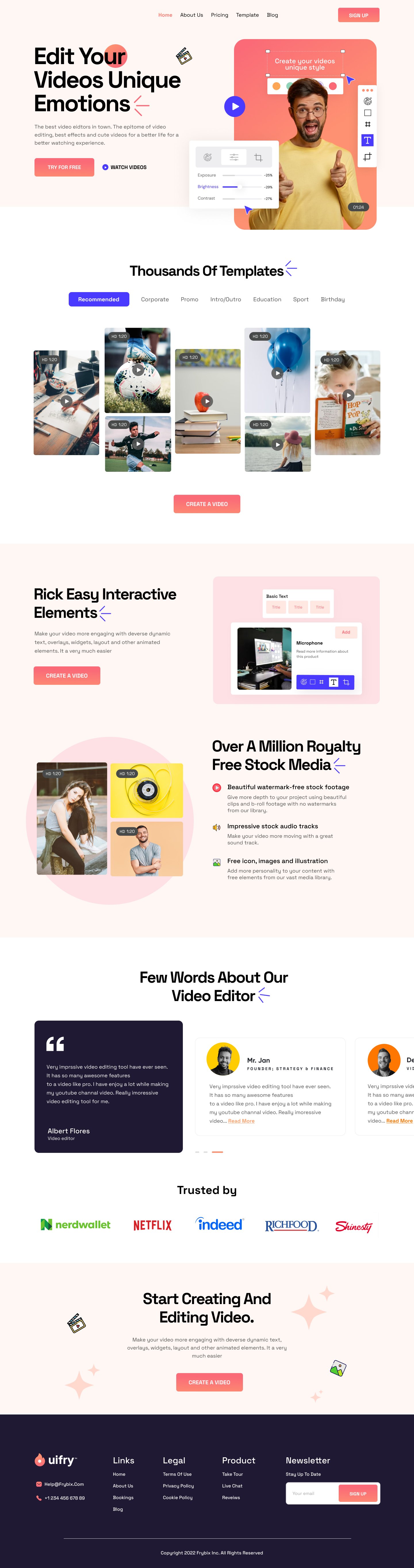 Video editor landing page