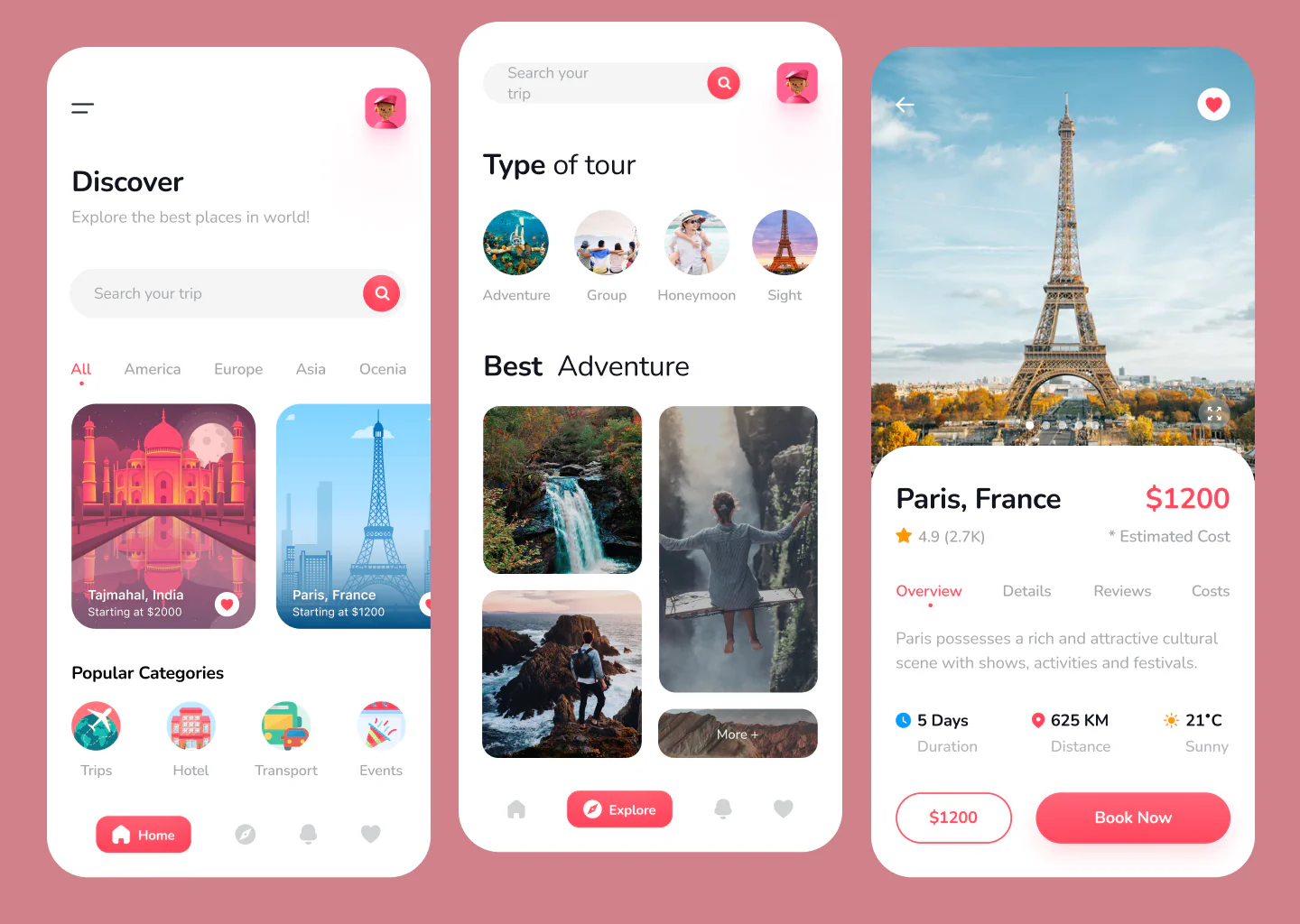 Tour Mobile App design