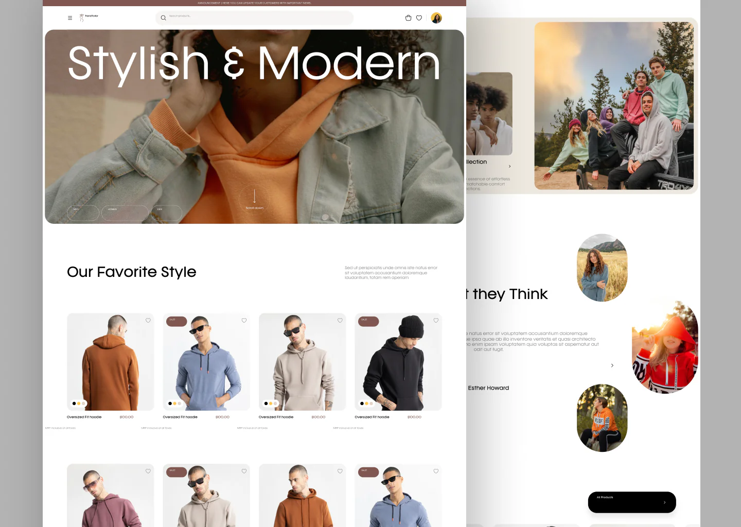 Stylish & Modern Fashion Web UI Kit