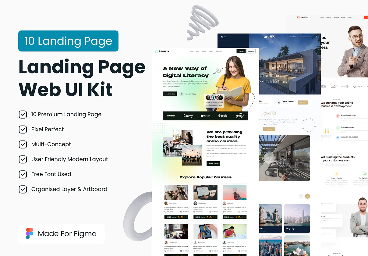 Modern eLearning Landing Page UI for Online Course Platforms