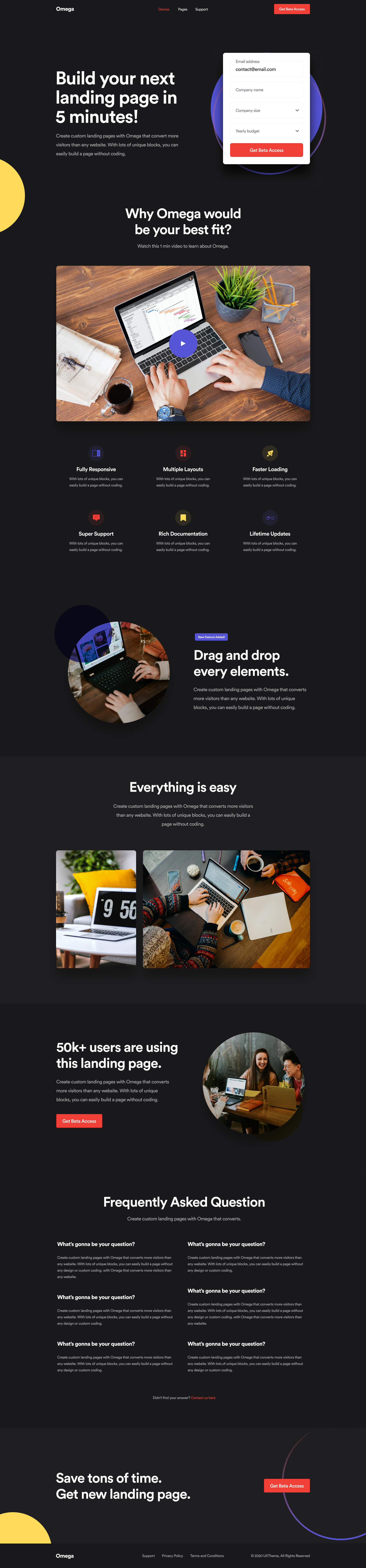 Omega Landing Page UI Kit: Elevate SaaS, Startup & Agency Designs