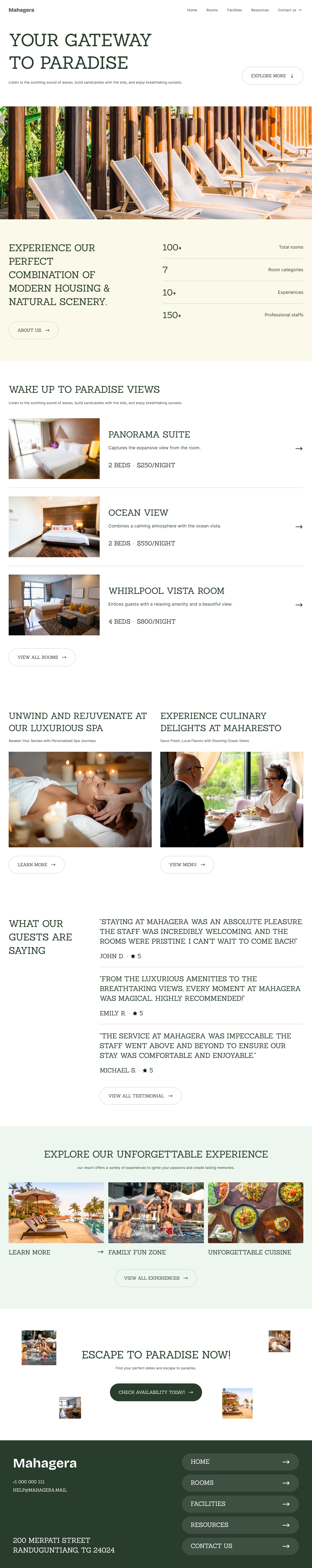 Resort Hotel Website Design
