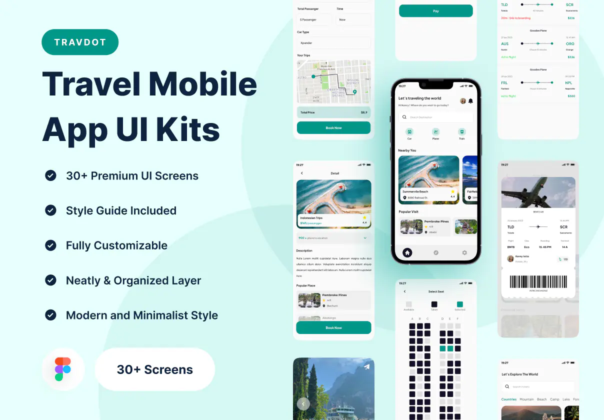 Travel Mobile App UI kit