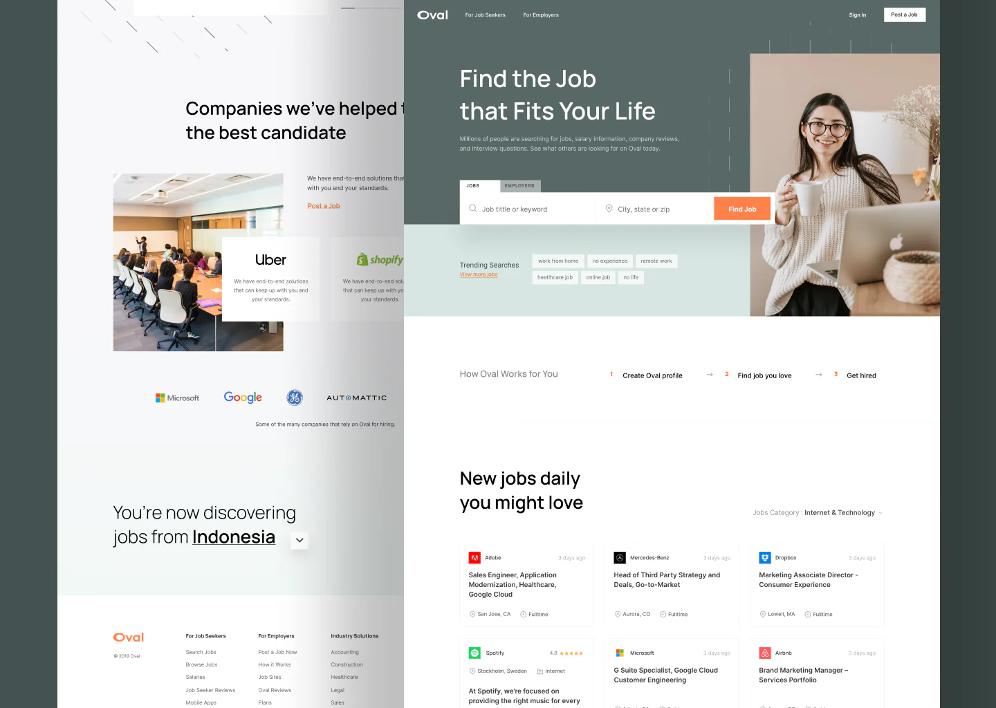 Oval - Job Finder Website Design